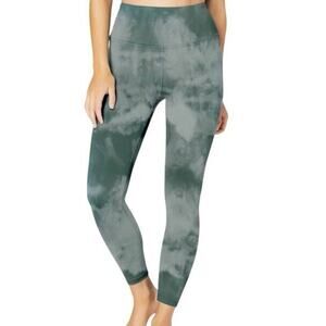 NWT Beyond Yoga Women Small Lux Sage Smoke High Rise Marbled Foil Shine Leggings